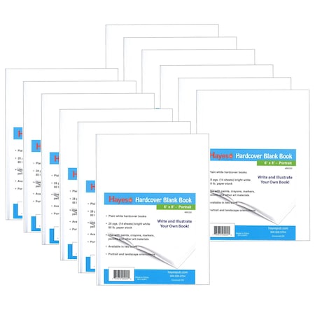 Hayes Publishing Hardcover Blank Book, Portrait 6in. x 8in., 12PK BK200